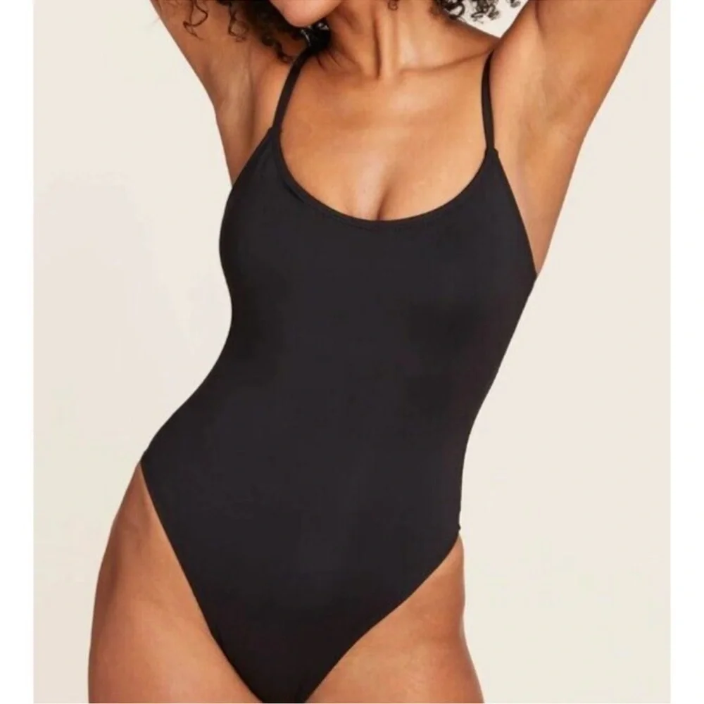 Andie The Amalfi One‎ Piece Swimsuit Spaghetti Strap Padded Stretch Black XL